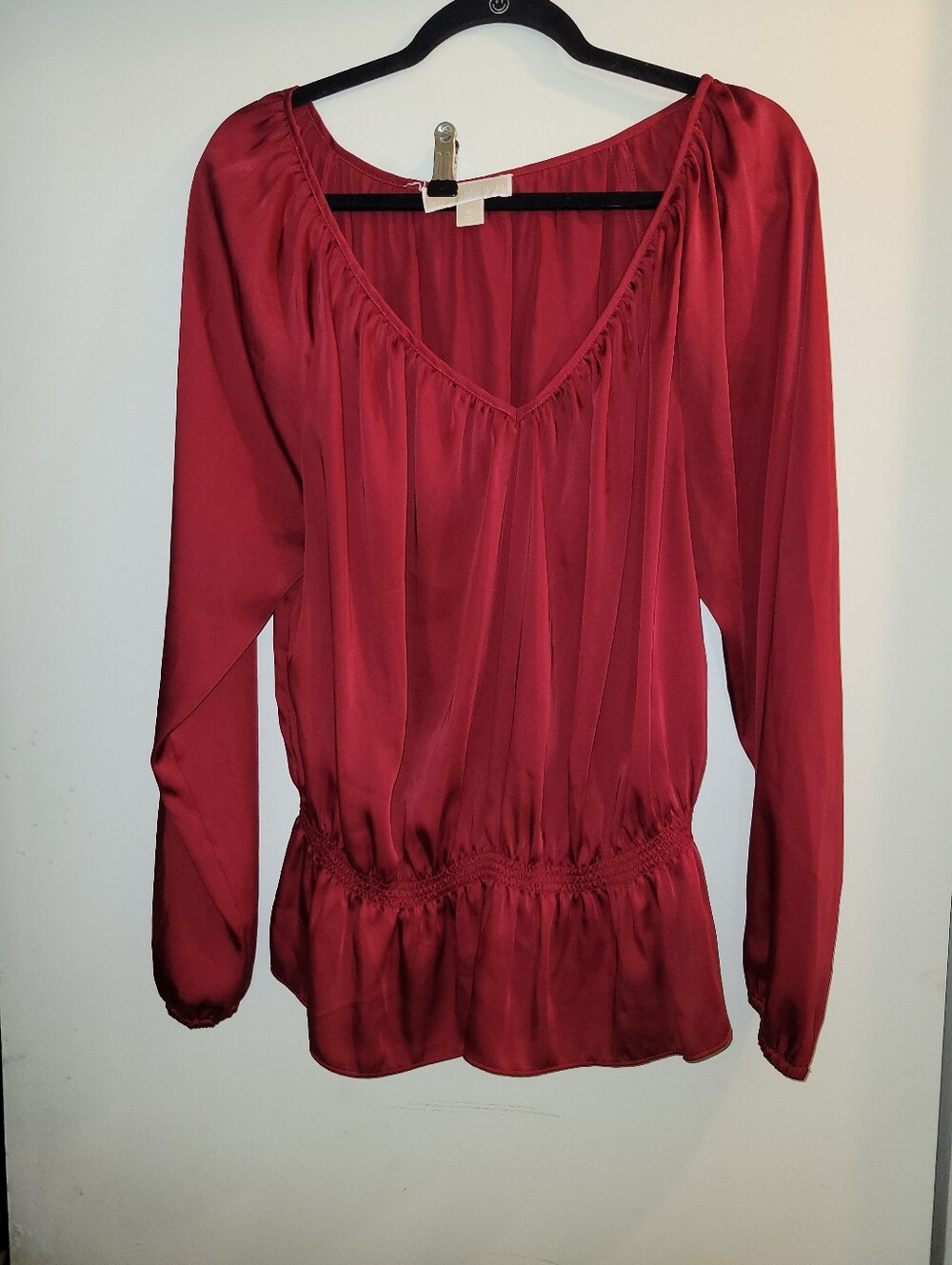 Michael Kors Women's V-Neck Long Sleeve Blouse - Red